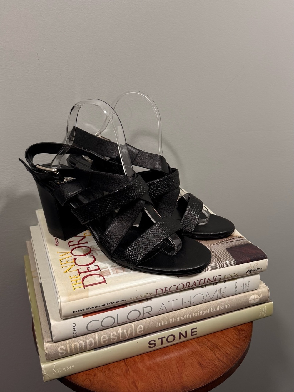 Isola Black Crisscross Wedge Sandals